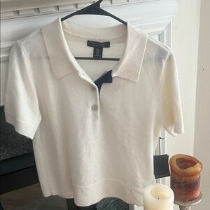 Tahari ss Cashmere /ivory & navy